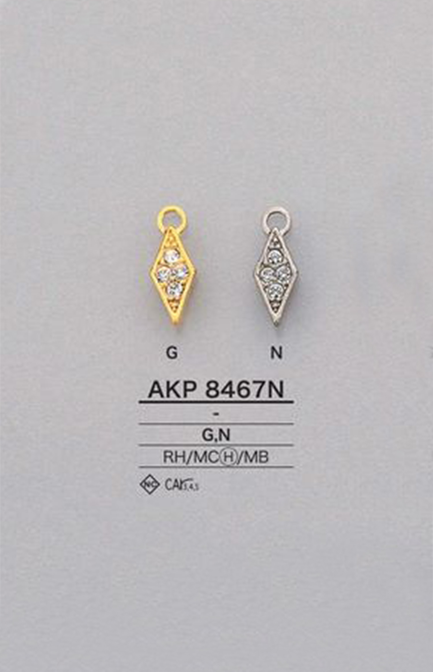 AKP8467N Punto De Cremallera Con Rombos De Diamantes De Imitación (Lengüeta Para Tirar) IRIS