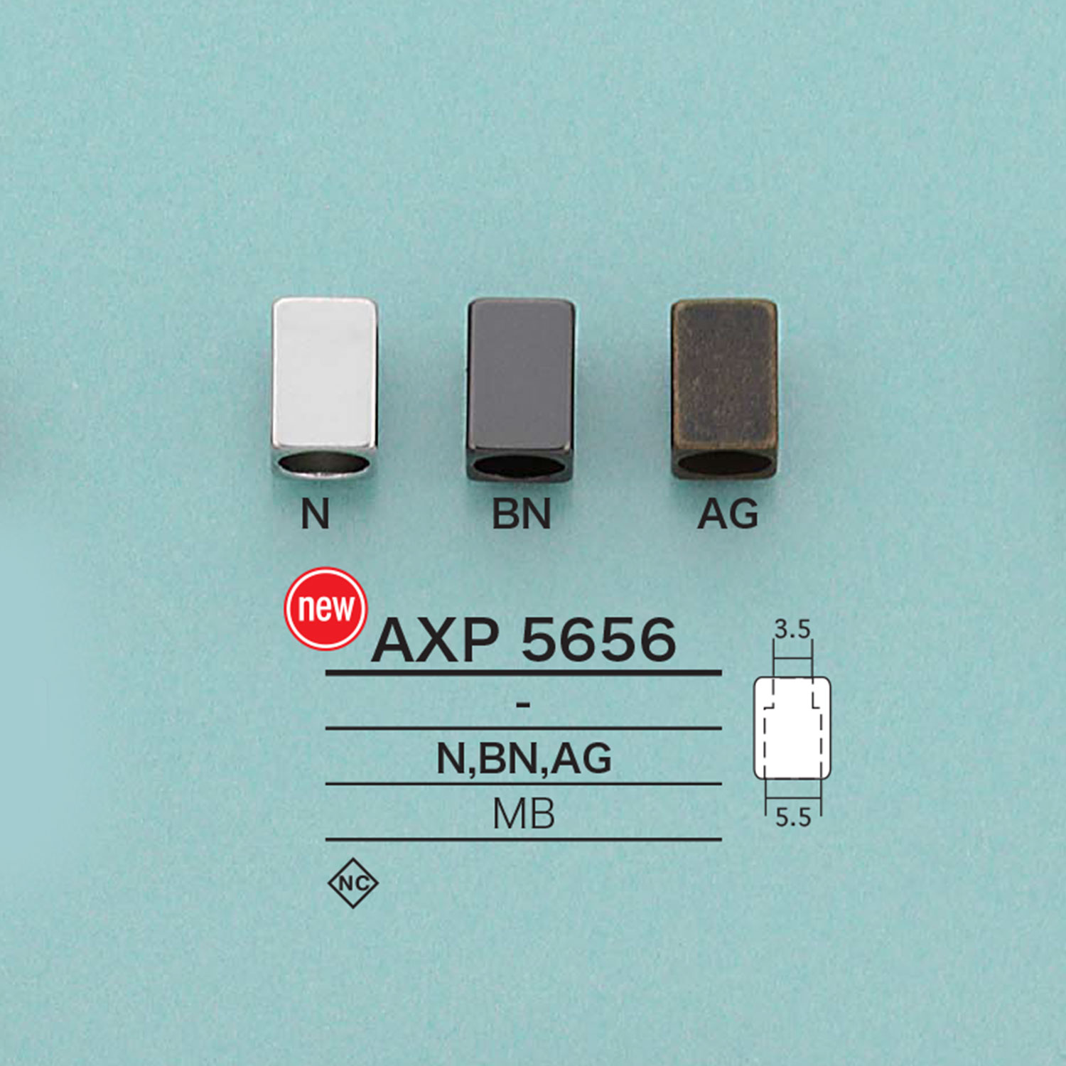 AXP5656 Extremo De Cordón Cuadrado[Hebillas Y Anillo] IRIS