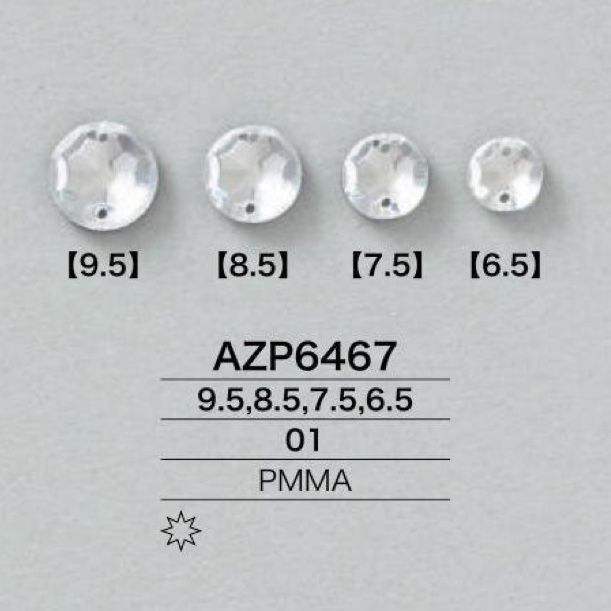 AZP6467 Piezas para coser de resina acrílica, redondas[Otros artículos diversos] IRIS
