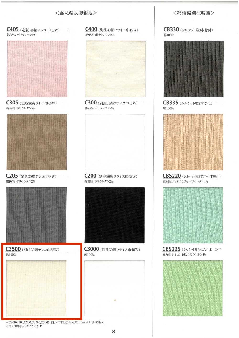 C3500 Punto Canalé 30 Algodón Tereko Ancho 55W[Punto Acanalado]