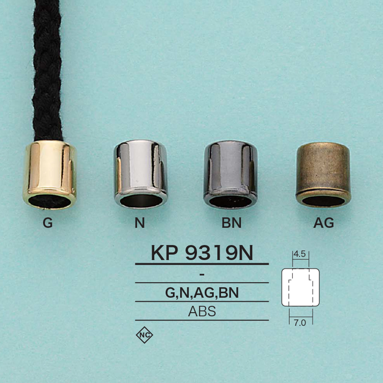 KP9319N Extremo De Cable Cilíndrico (Revestimiento)[Hebillas Y Anillo] IRIS