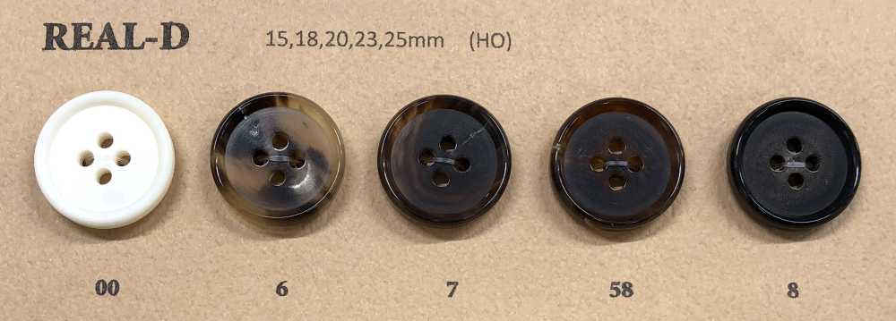 REAL-D Botón De Cuerno Simple De 4 Orificios Buffalo Koutoku Button