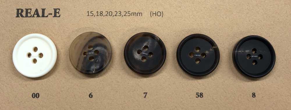 REAL-E Botón De Cuerno De 4 Orificios Mate Buffalo Koutoku Button