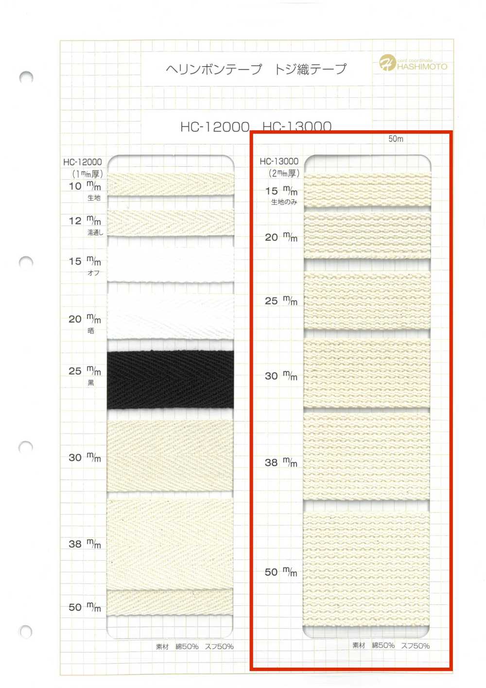 HC-13000 Cinta Tejida De Algodón De 2 Mm De Grosor[Cordón De Cinta De Cinta] Sin Nombre