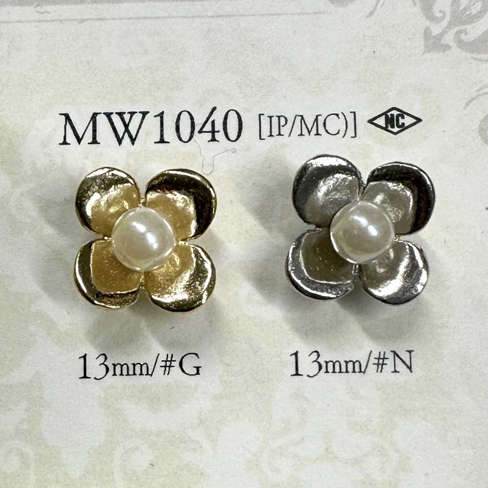 MW1040 Botón De Metal Con Motivo Floral IRIS