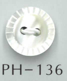 PH136 Botón De Concha Cortado Con 2 Orificios Sakamoto Saji Shoten