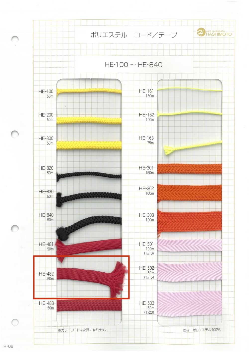 HE-482 Cuerda Para Bolsa De éster[Cordón De Cinta De Cinta] Sin Nombre