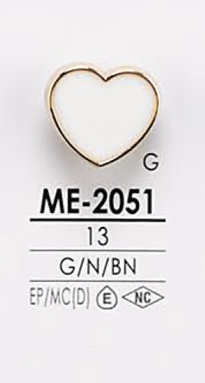 ME2051 Botón De Metal En Forma De Corazón Para Teñir IRIS