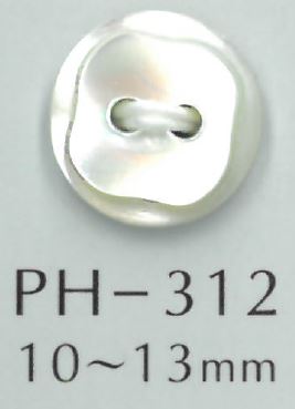 PH312 Botón De Concha Con Corte De Diamante De 2 Orificios Sakamoto Saji Shoten