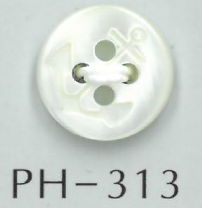 PH313 4- Botón De Concha Grabado Con Ancla Sakamoto Saji Shoten