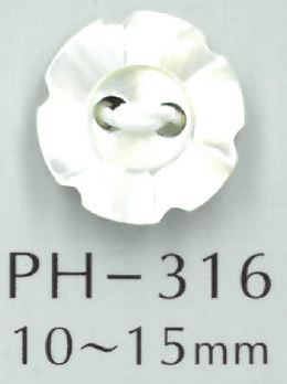 PH316 Botón De Concha De Flor De 2 Orificios Sakamoto Saji Shoten