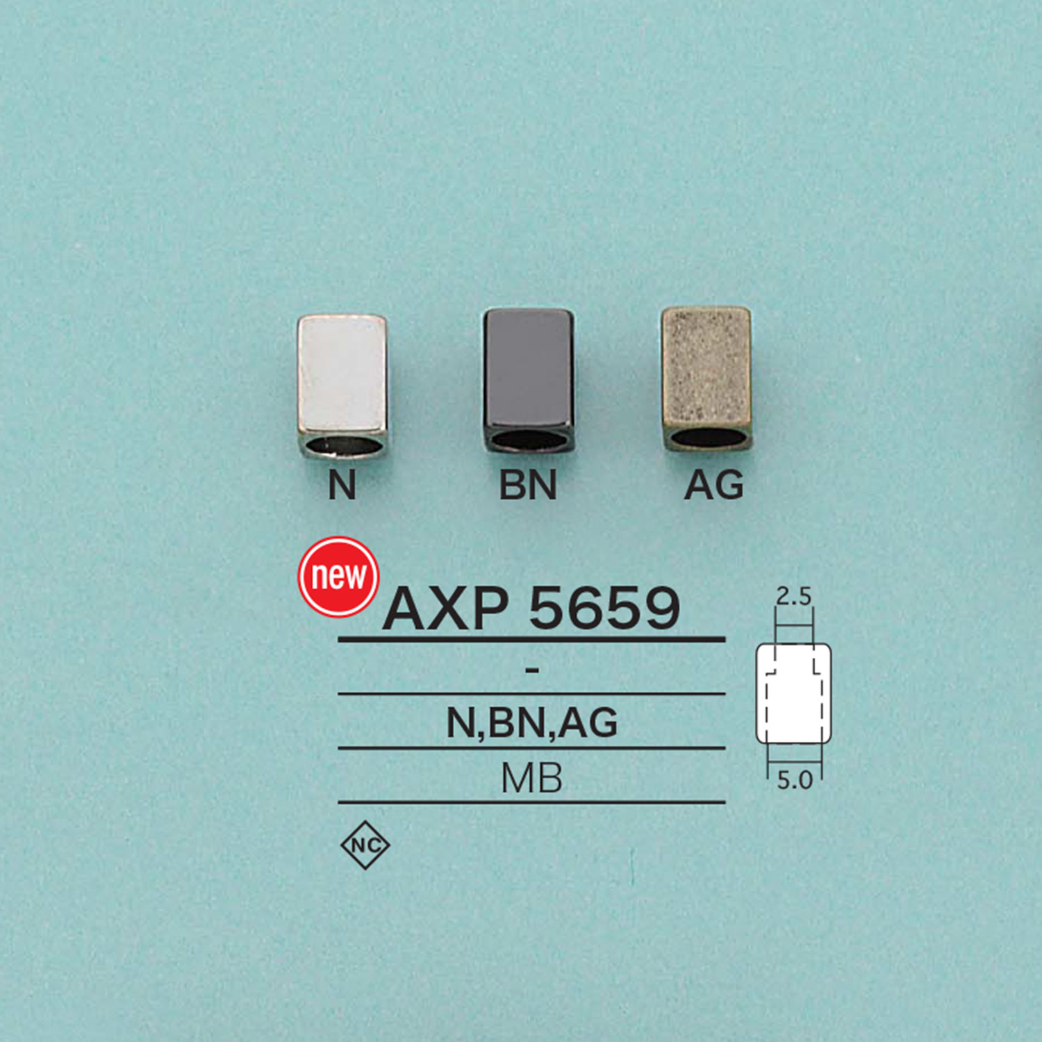AXP5659 Extremo De Cordón Cuadrado[Hebillas Y Anillo] IRIS
