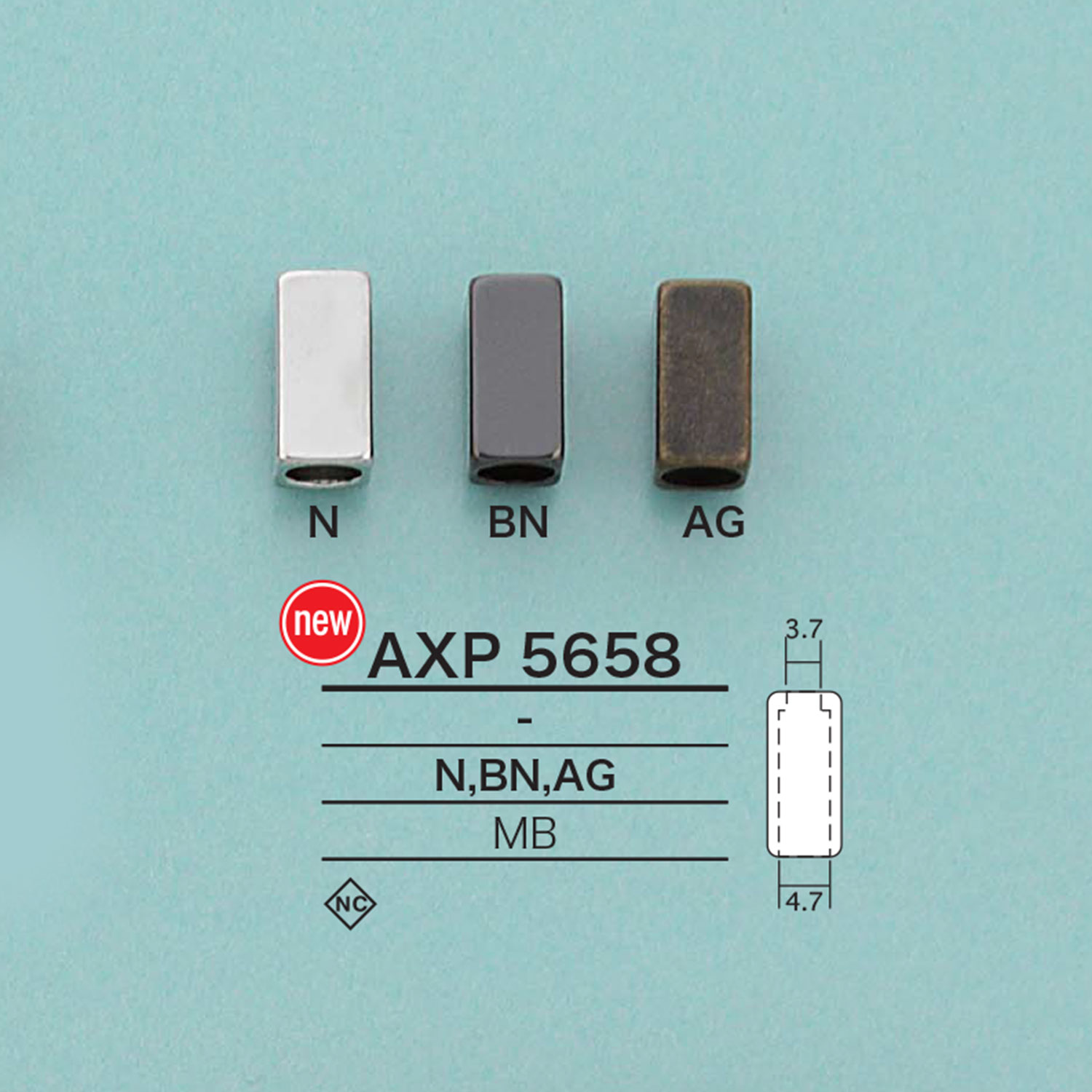 AXP5658 Extremo De Cordón Cuadrado[Hebillas Y Anillo] IRIS