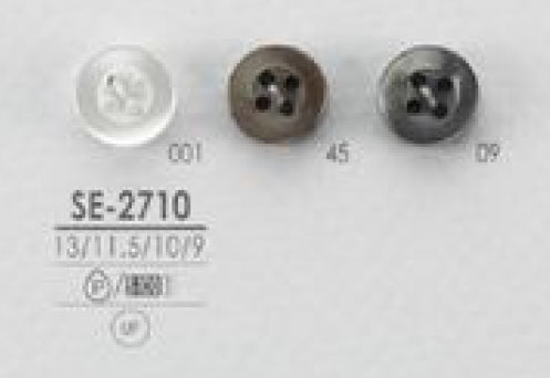 SE-2710 Botón De Poliéster De 4 Orificios Para Camisas Y Blusas Sencillas Con Forma De Concha IRIS