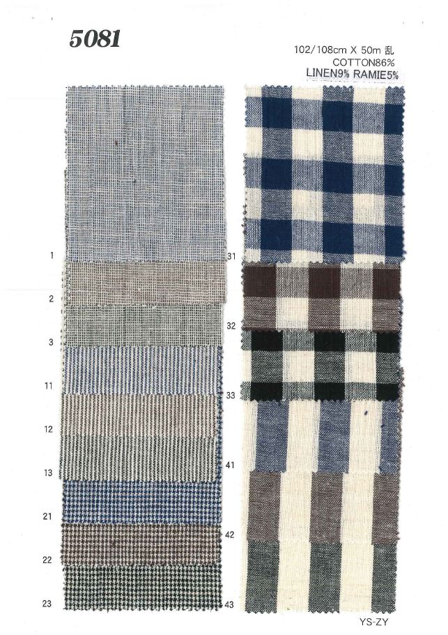 MU5081 Peto De Lino Y Algodón[Fabrica Textil] Ueyama Textile