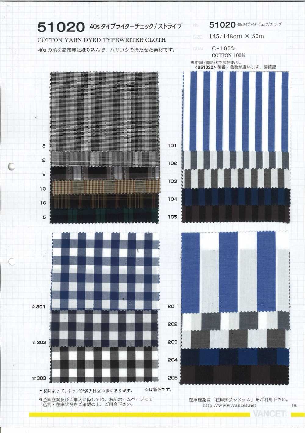 51020 Comprobación De Tela De Máquina De Escribir 40S[Fabrica Textil] VANCET