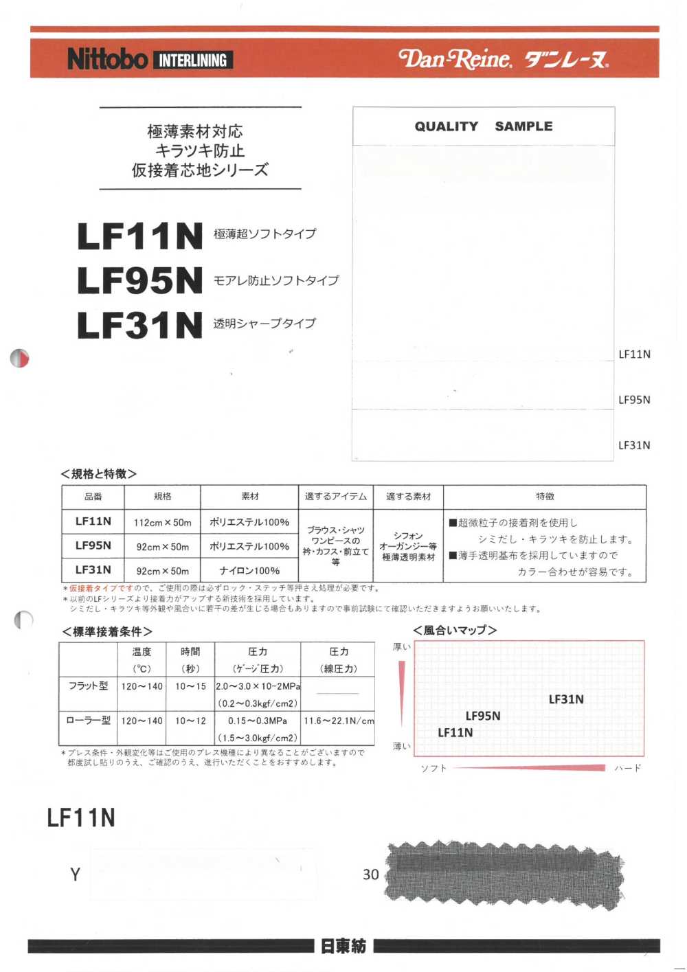 LF95N Serie De Entretela Fusible Temporal Antideslumbrante Para Materiales Ultrafinos Tipo Suave Anti-moir Nittobo