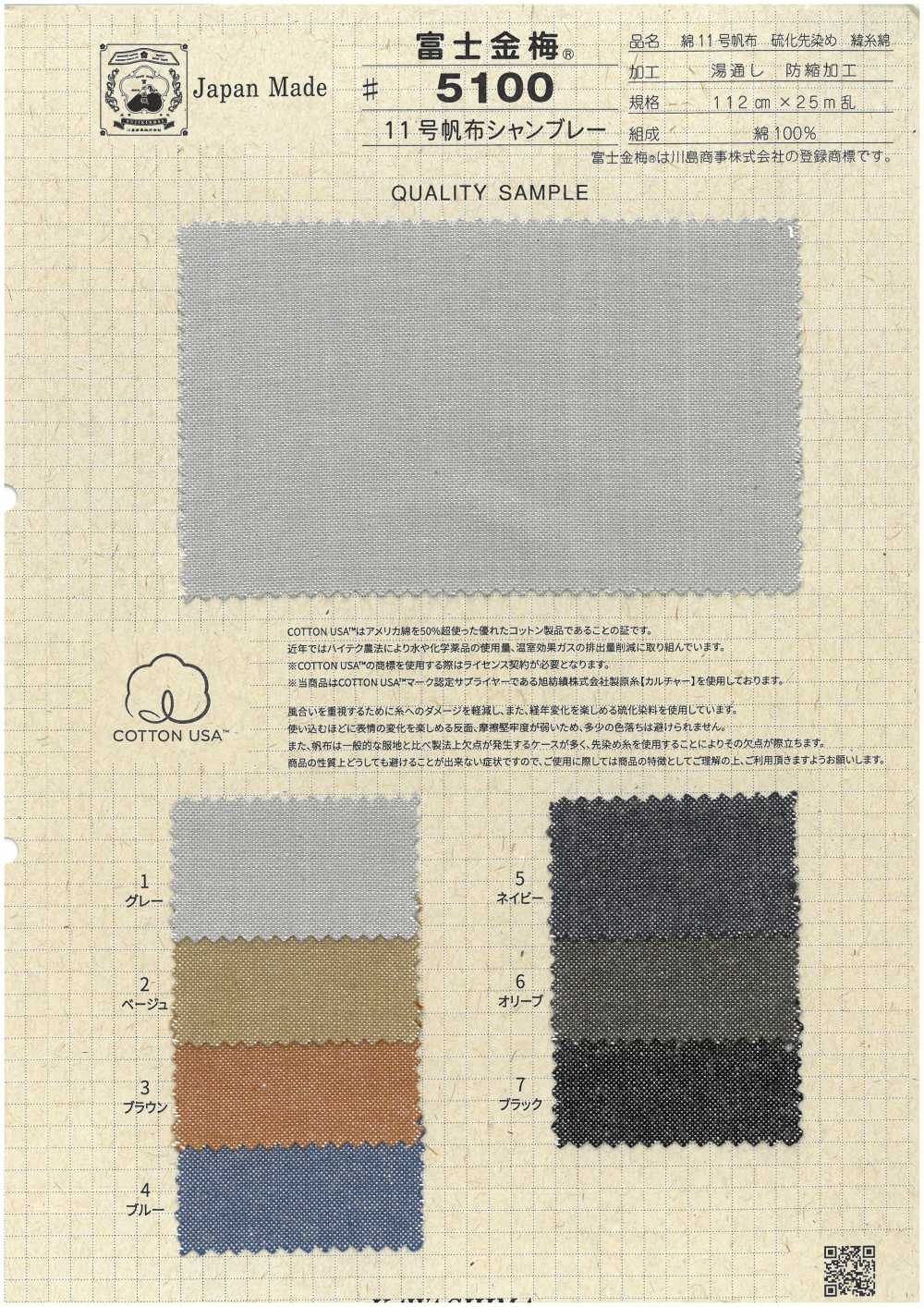 5100 Fujikinbai Kinume No. 11 Canvas Chambray[Fabrica Textil] Ciruela Dorada Fuji