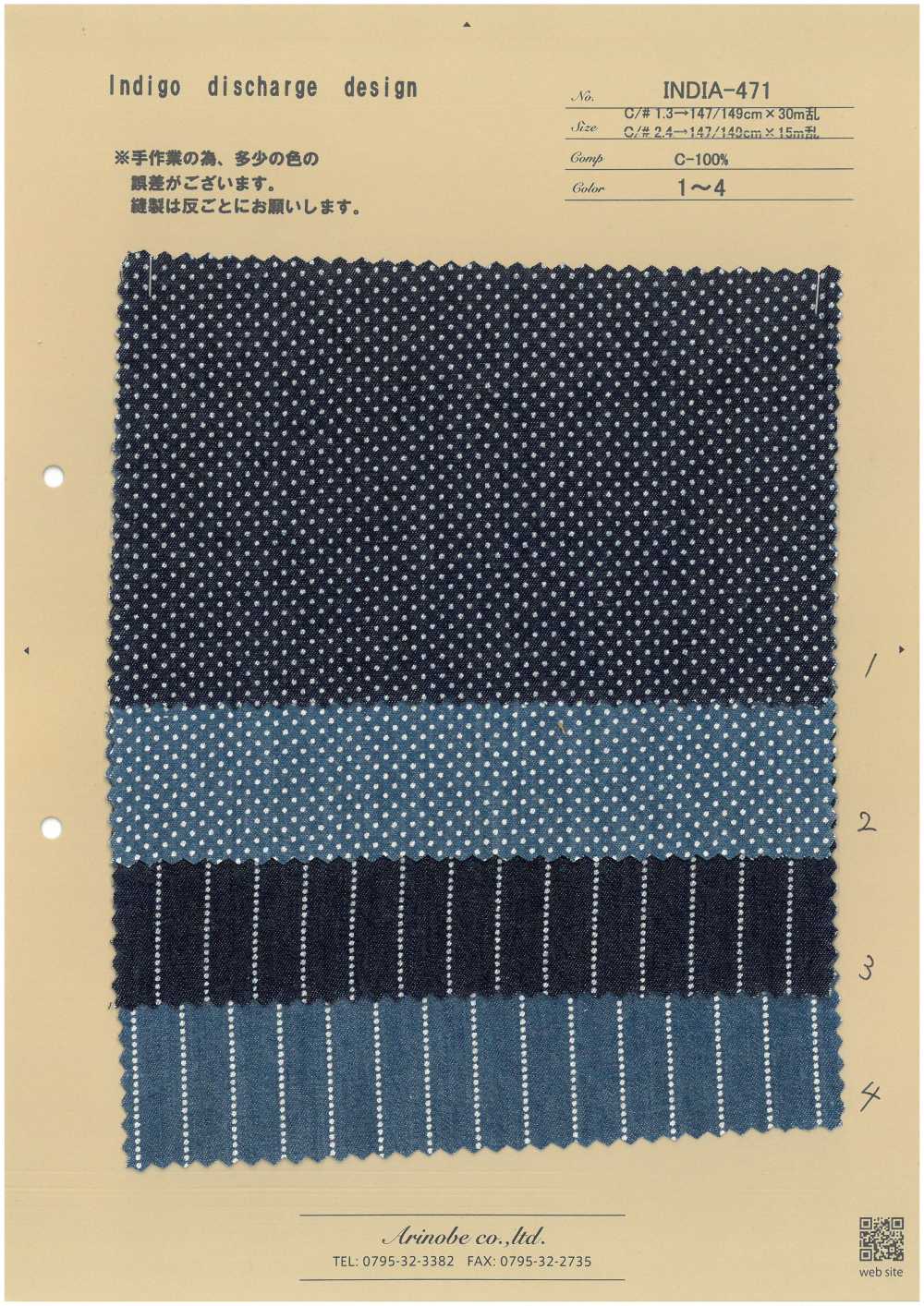 INDIA-471 Diseño De Descarga índigo[Fabrica Textil] ARINOBE CO., LTD.
