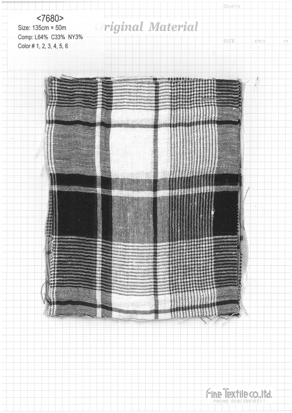 7680 Lino Algodón Cuadros[Fabrica Textil] Textil Fino