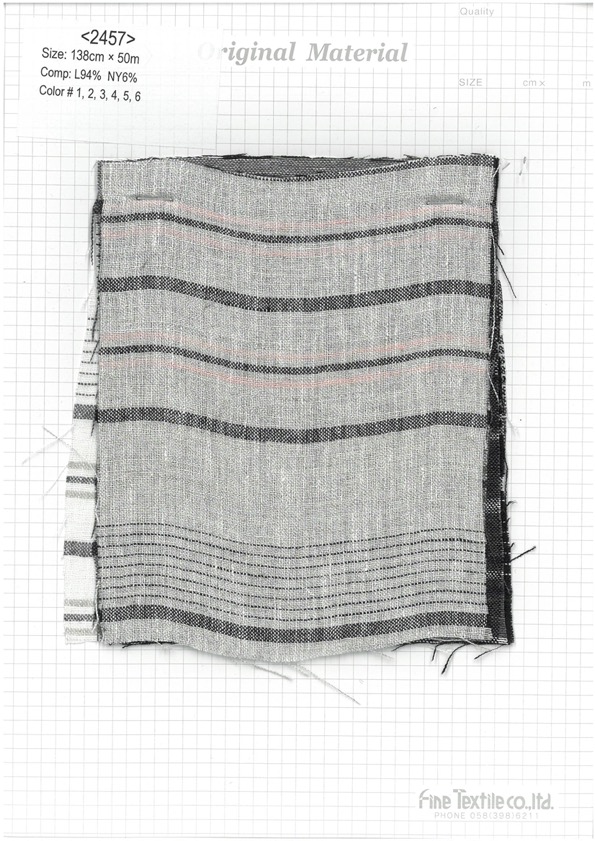 2457 Lino Jaspeado Rayas Horizontales Múltiples[Fabrica Textil] Textil Fino