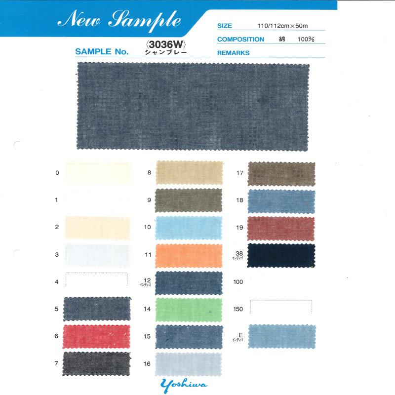 3036W Chambray De 30/1 Colores Con Acabado Lavado[Fabrica Textil] Textil Yoshiwa