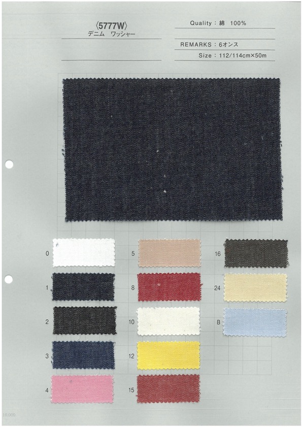 5777W Abundant Color Variations Color Denim Lavadora Procesamiento 6 Onzas[Fabrica Textil] Textil Yoshiwa