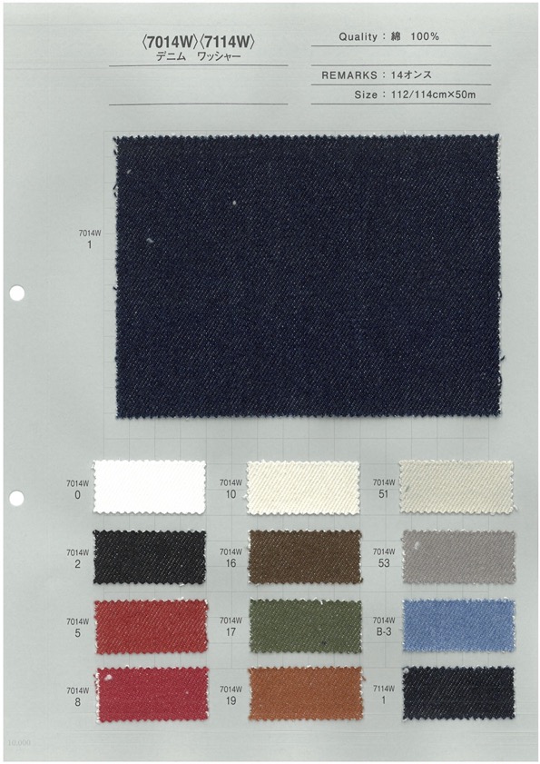 7114W Arandela De Tela Vaquera De Color, 14 Onzas, Azul Marino[Fabrica Textil] Textil Yoshiwa