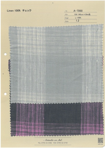 A-7068 Lino 100% Cuadros[Fabrica Textil] ARINOBE CO., LTD.