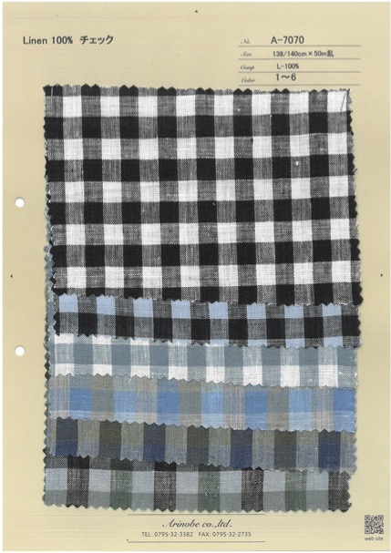 A-7070 Lino 100% Cuadros[Fabrica Textil] ARINOBE CO., LTD.