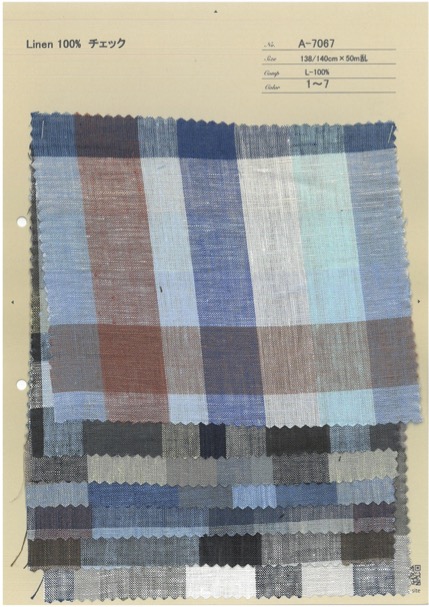 A-7067 Lino 100% Cuadros[Fabrica Textil] ARINOBE CO., LTD.