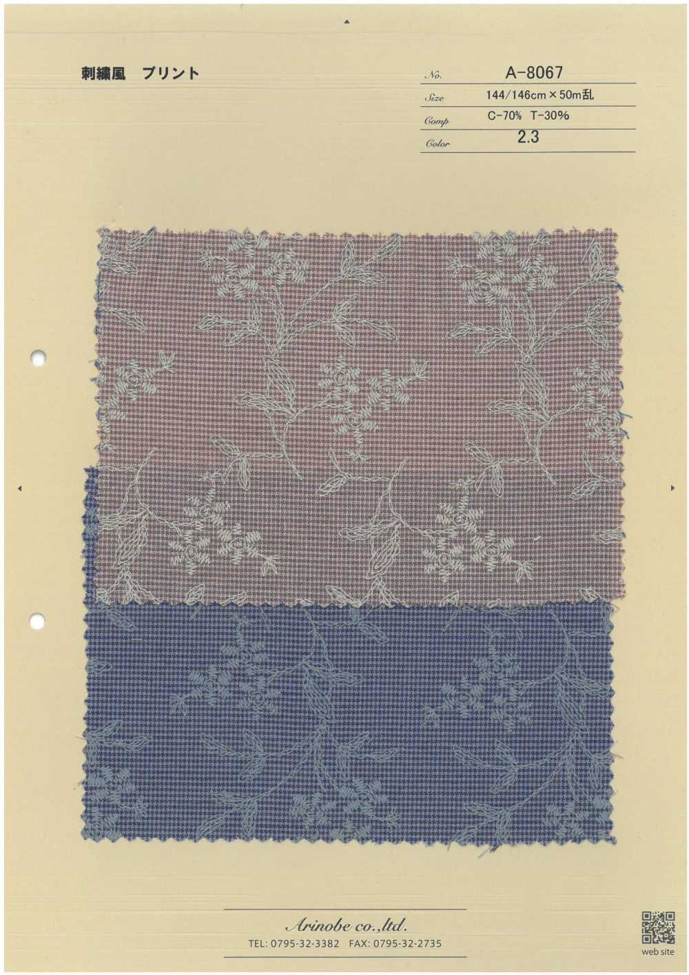 A-8067 Impresión Del Estilo Del Bordado[Fabrica Textil] ARINOBE CO., LTD.