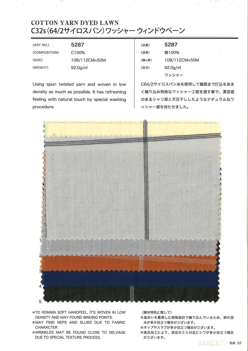 5287 Panel De Ventana De Procesamiento De Lavadora De Hilo único C32 (64/2 Silospan)[Fabrica Textil] VANCET