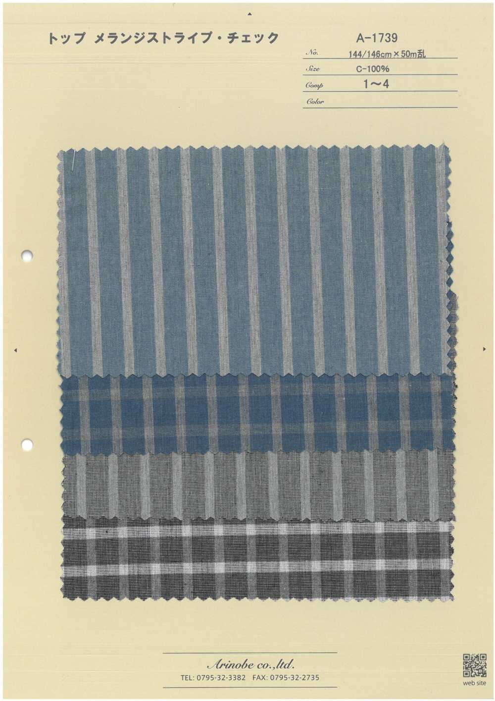 A-1739 Top Melange Rayas Cuadros[Fabrica Textil] ARINOBE CO., LTD.