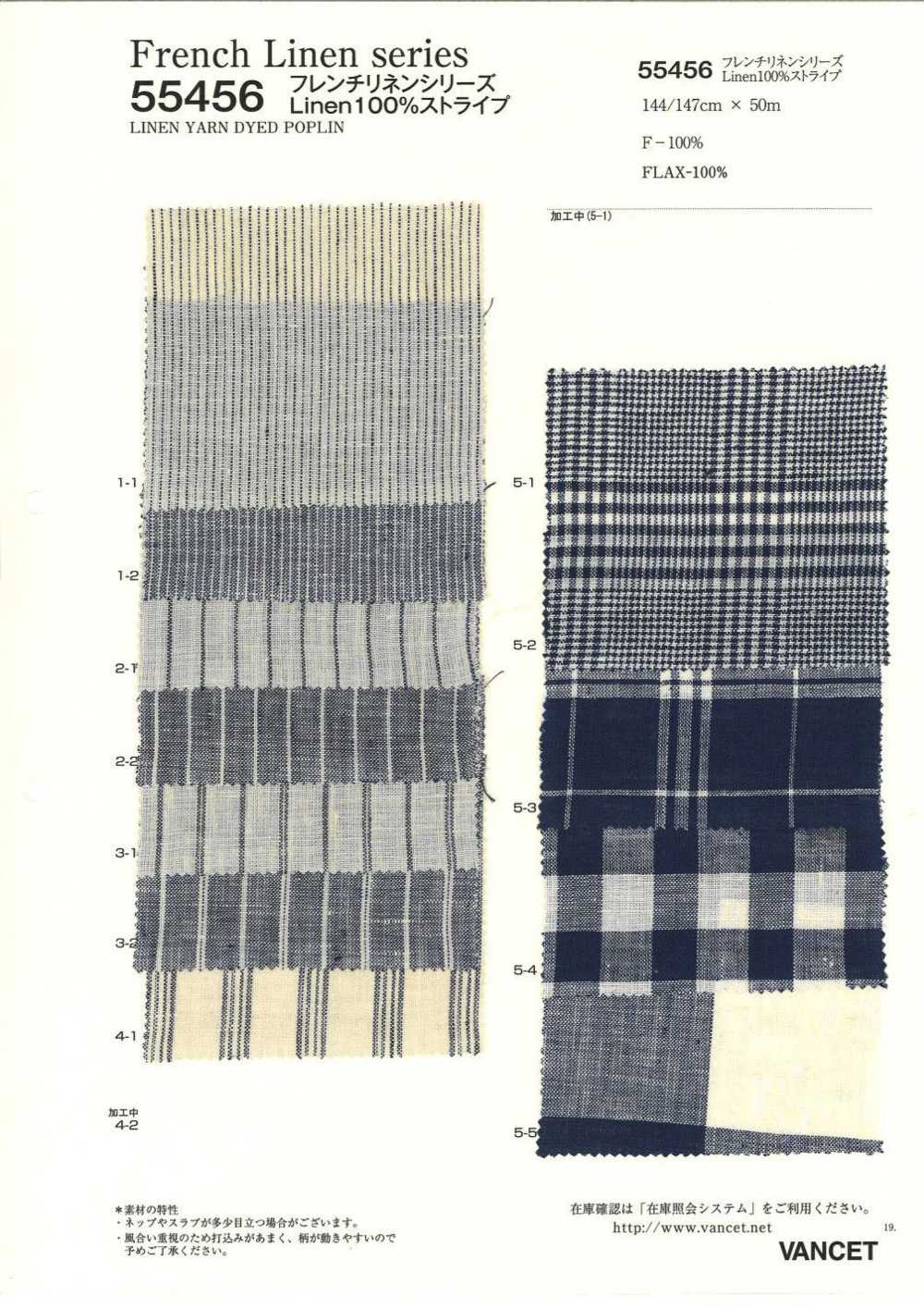 55456 Lino Francés Serie Lino100% Rayas[Fabrica Textil] VANCET