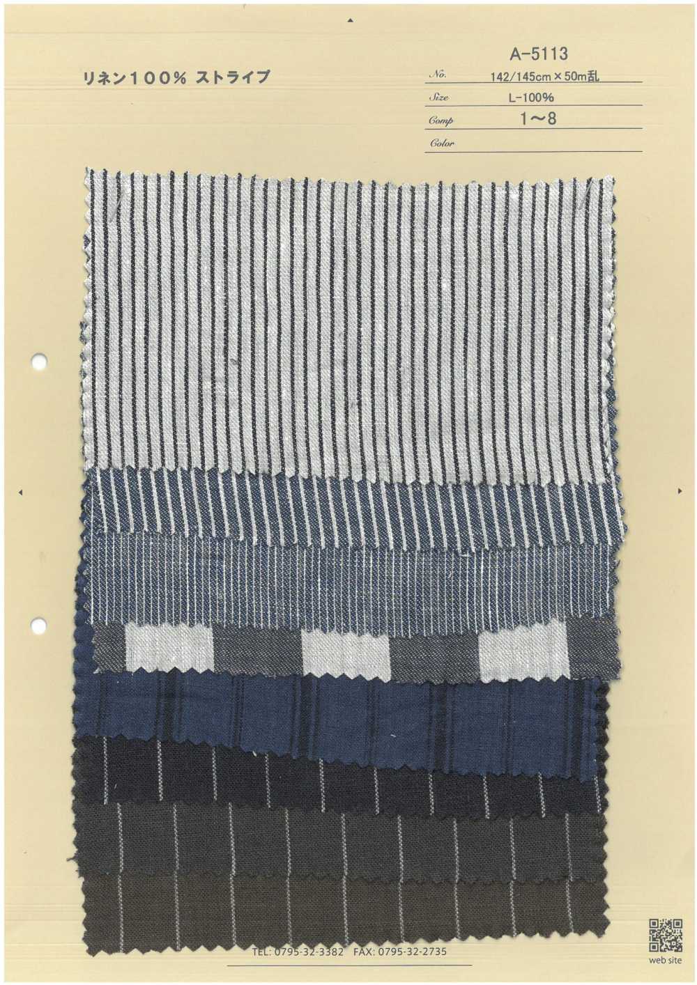 A-5113 100% Lino Rayas[Fabrica Textil] ARINOBE CO., LTD.