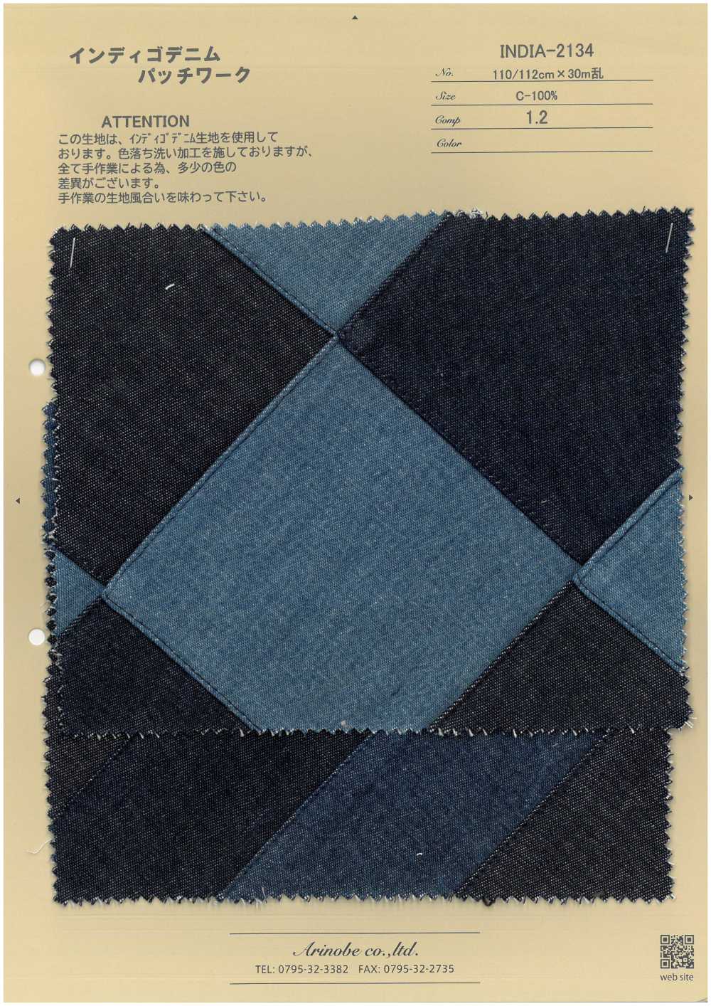 INDIA-2134 Patchwork De Mezclilla índigo[Fabrica Textil] ARINOBE CO., LTD.