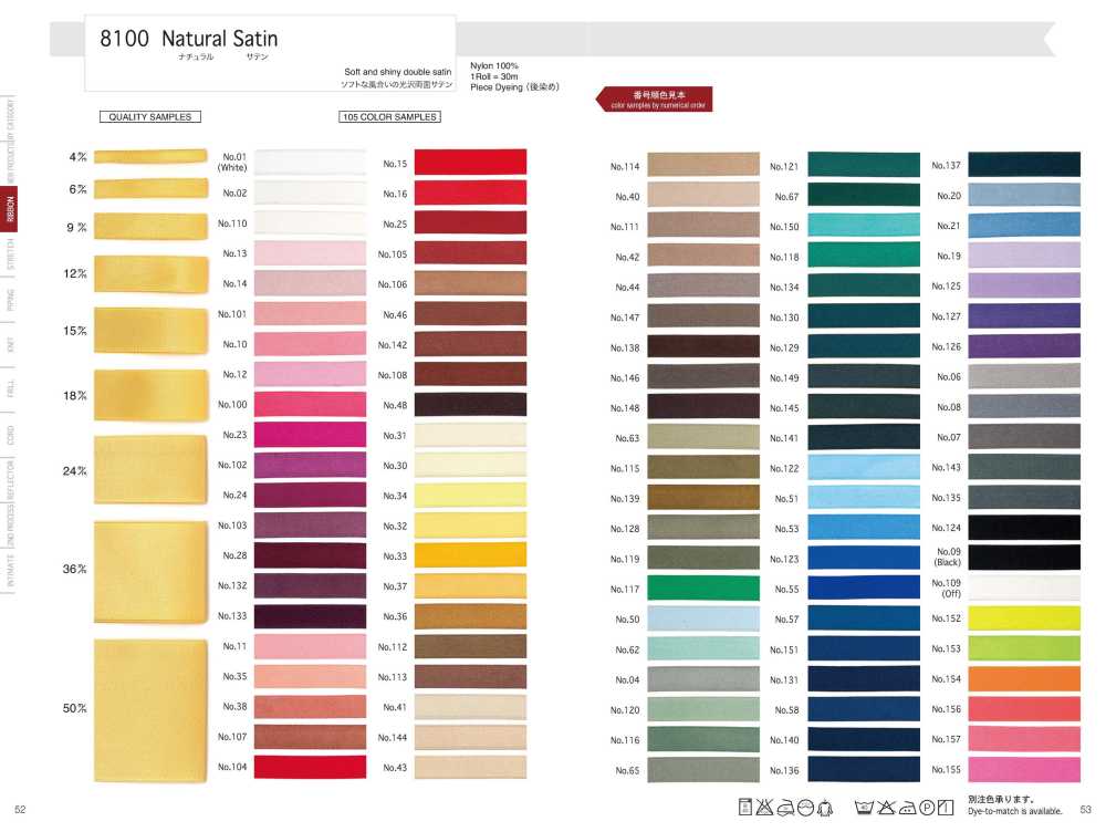 8100 Satén Natural[Cordón De Cinta De Cinta] Telala (Industria De Cintas Inoue)