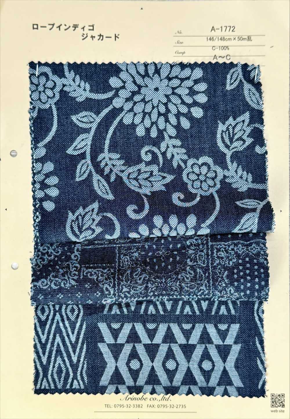 A-1772 Cuerda Jacquard índigo[Fabrica Textil] ARINOBE CO., LTD.