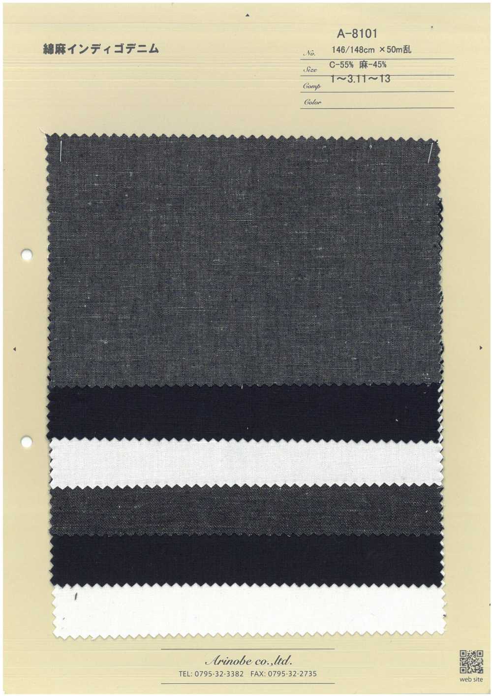 A-8101 Lino índigo Vaquero[Fabrica Textil] ARINOBE CO., LTD.