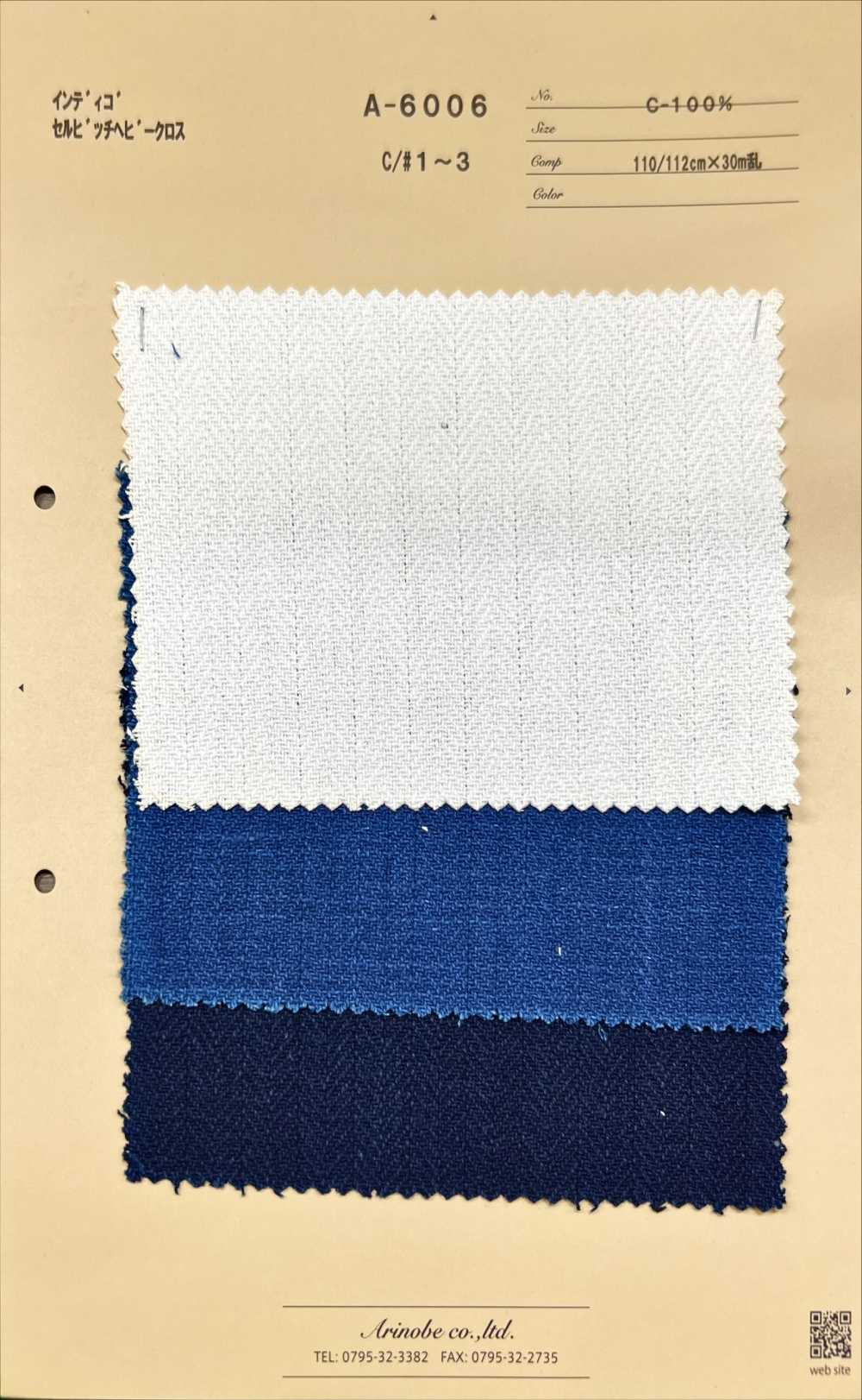 A-6006 Tela Pesada Con Orillo índigo[Fabrica Textil] ARINOBE