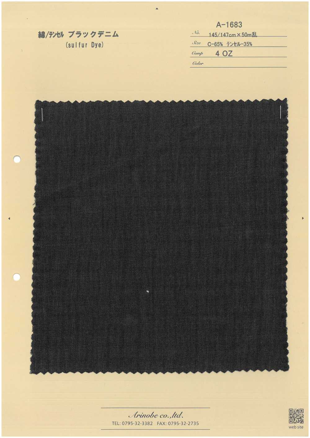 A-1683 Denim Negro De Algodón/tencel (Tinte Con Azufre)[Fabrica Textil] ARINOBE CO., LTD.