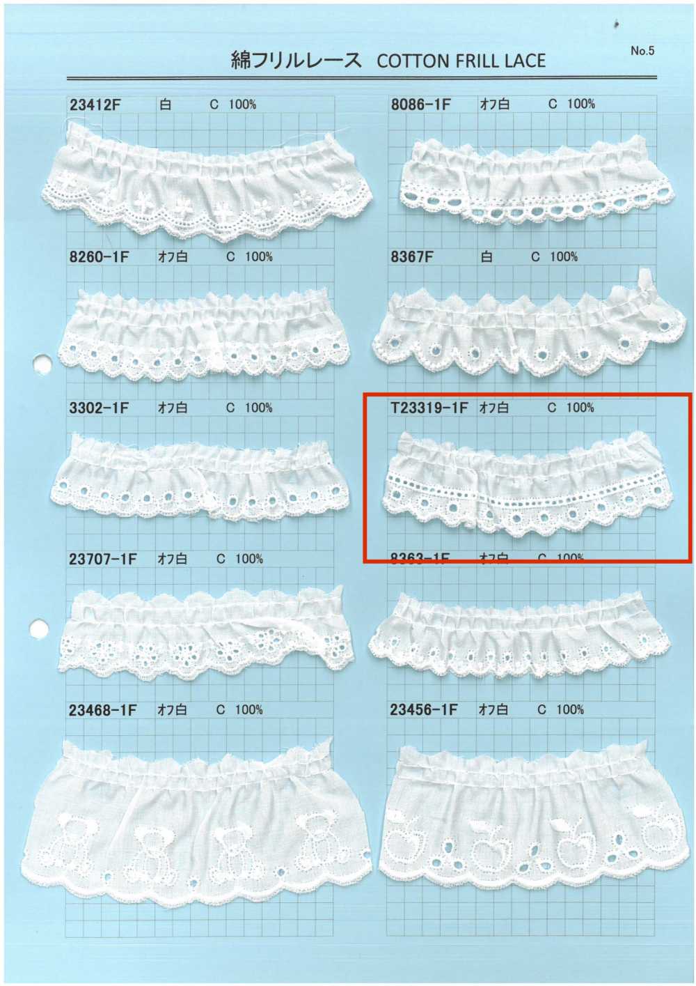 T23319-1F Encaje Con Volantes De Algodón[Cordón] Kyowa Lace