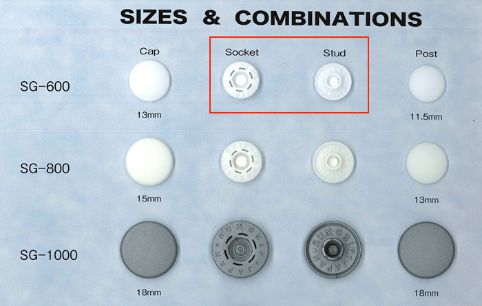 SG-600-B/C Juego De Resortes Y Pernos SUNGRIP SG600[Cierre A Presión/arandela Con Ojal] Kajitec