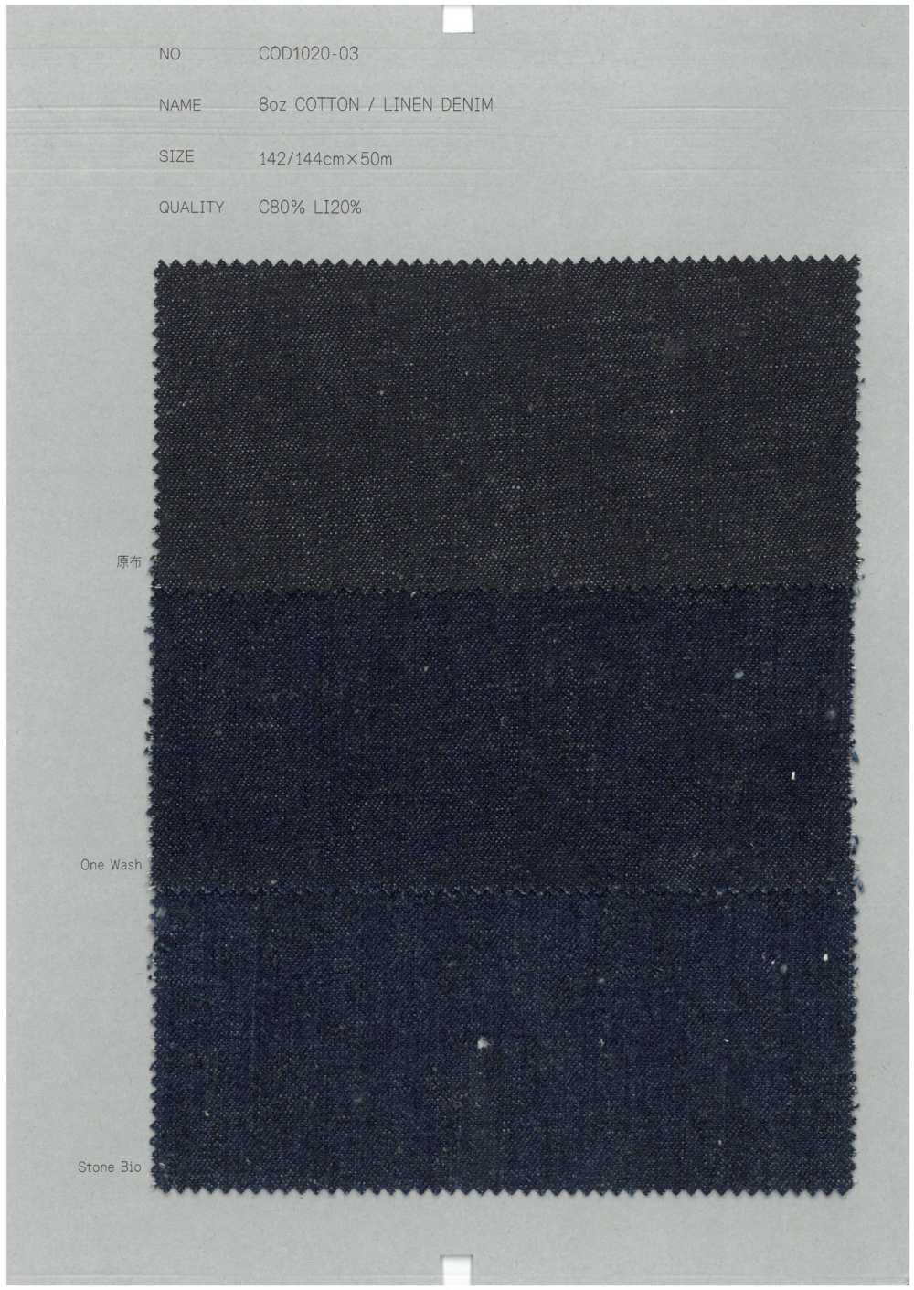 COD1020-03 Mezclilla De Algodón/lino De 8 Oz[Fabrica Textil] RECOLECTAR