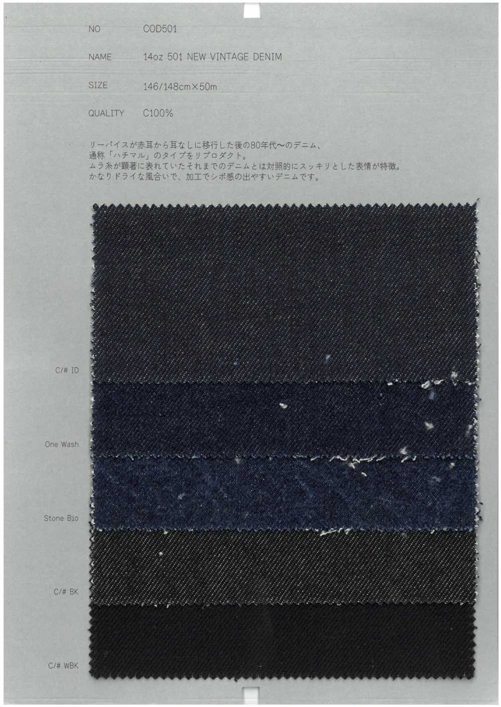 COD501 Mezclilla Vintage Nueva 501 De 14 Oz[Fabrica Textil] RECOLECTAR