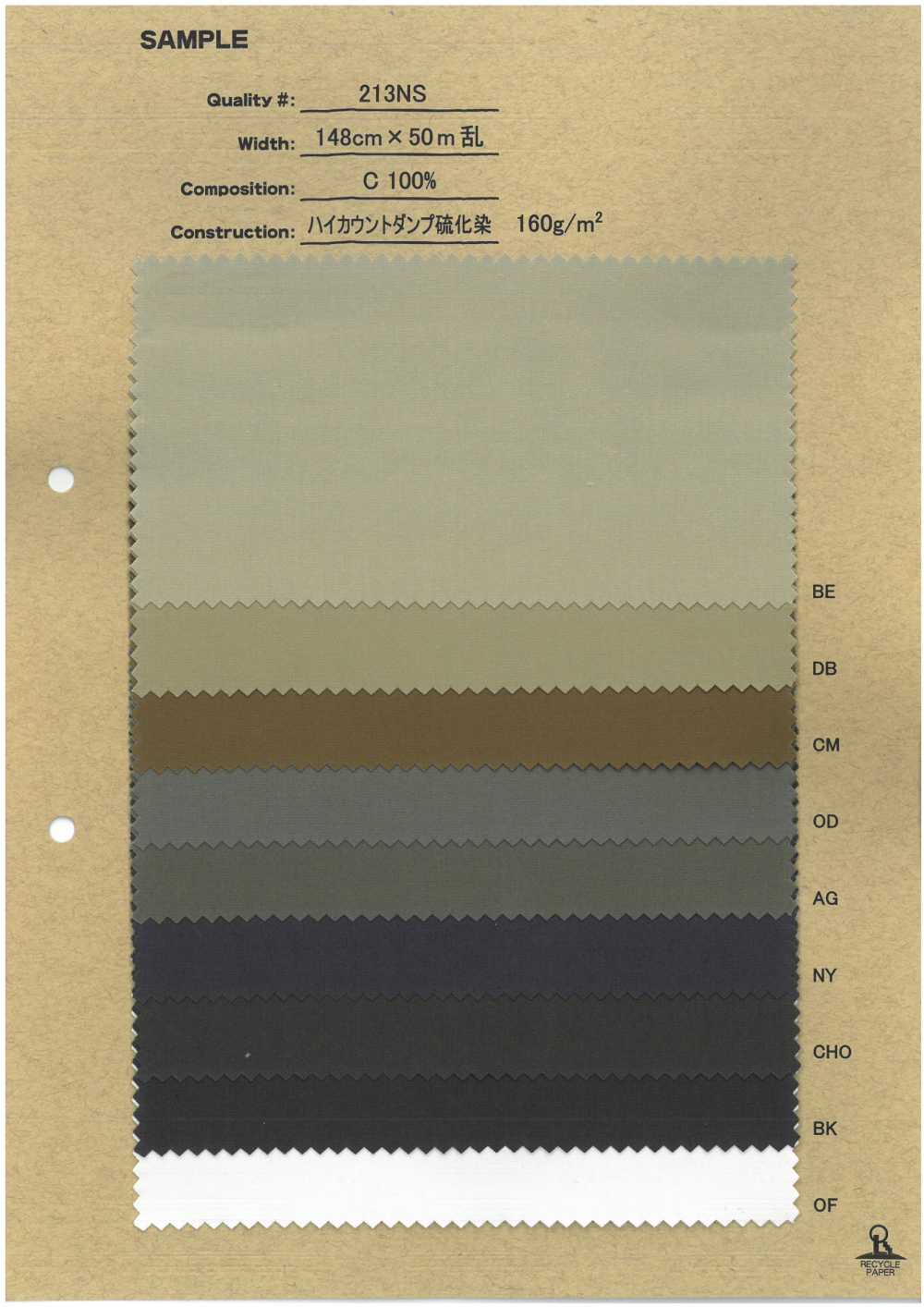 213NS Teñido Con Azufre A Prueba De Alta Cuenta Regresiva[Fabrica Textil] Corporación Ryoyu