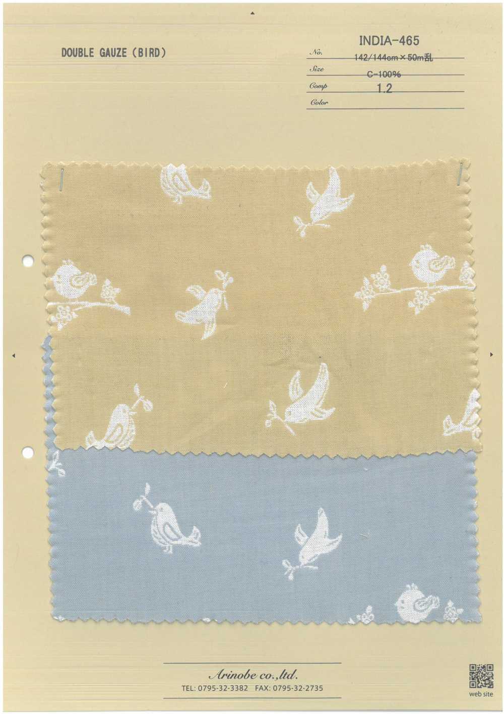 INDIA-465 Pájaro De Gasa Doble[Fabrica Textil] ARINOBE