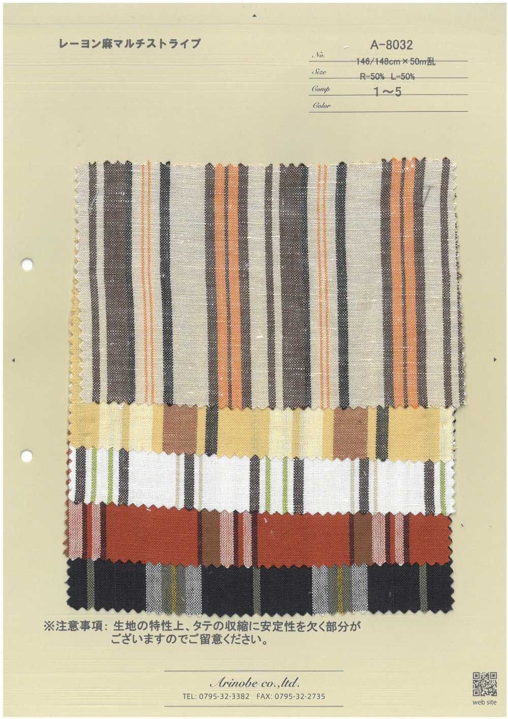 A-8032 Rayón Lino Multi-rayas[Fabrica Textil] ARINOBE