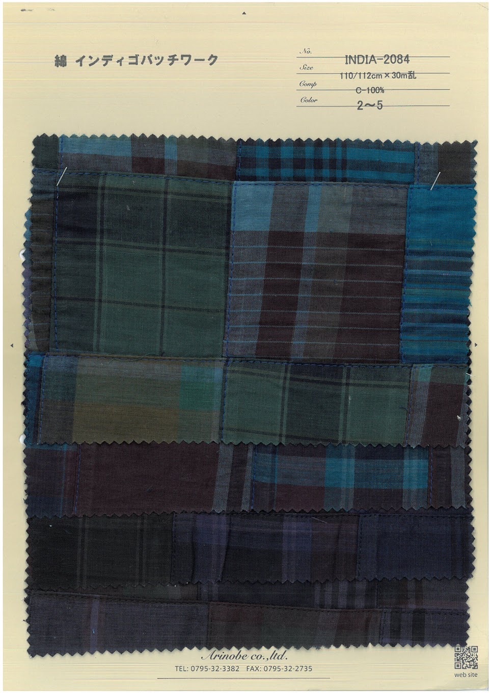 INDIA-2084 Patchwork De Algodón índigo[Fabrica Textil] ARINOBE